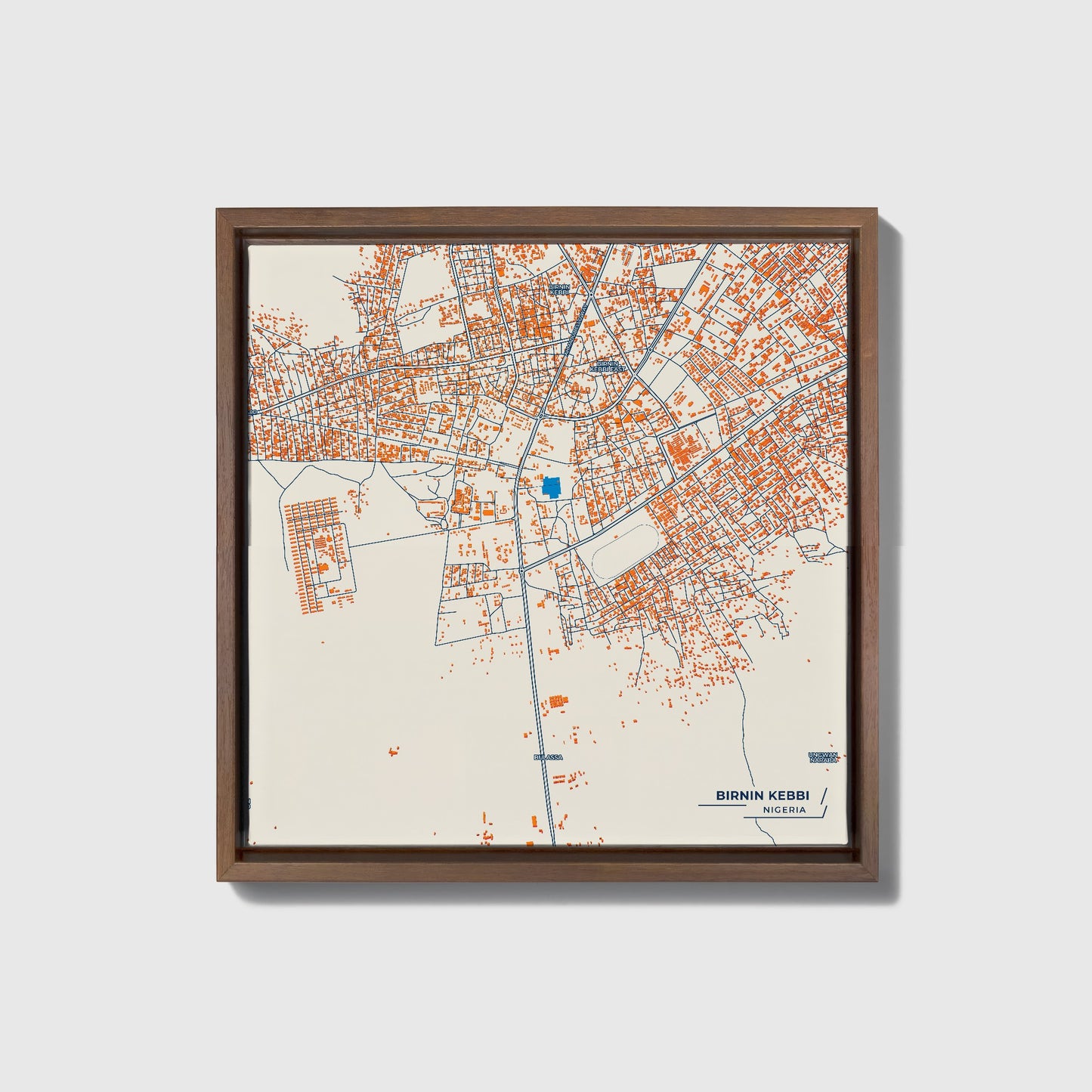 Birnin Kebbi Nigeria Colorful City Map Canvas Print • Dark Wooden Framed