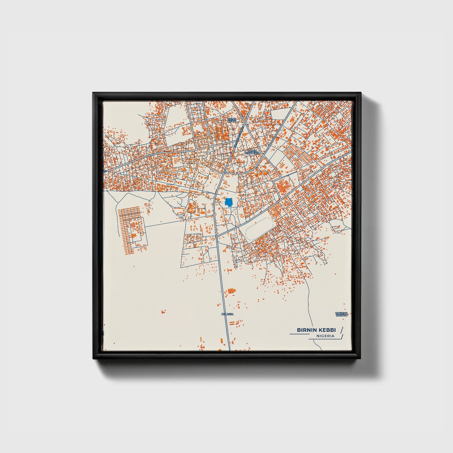 Birnin Kebbi Nigeria Colorful City Map Canvas Print • Black Framed