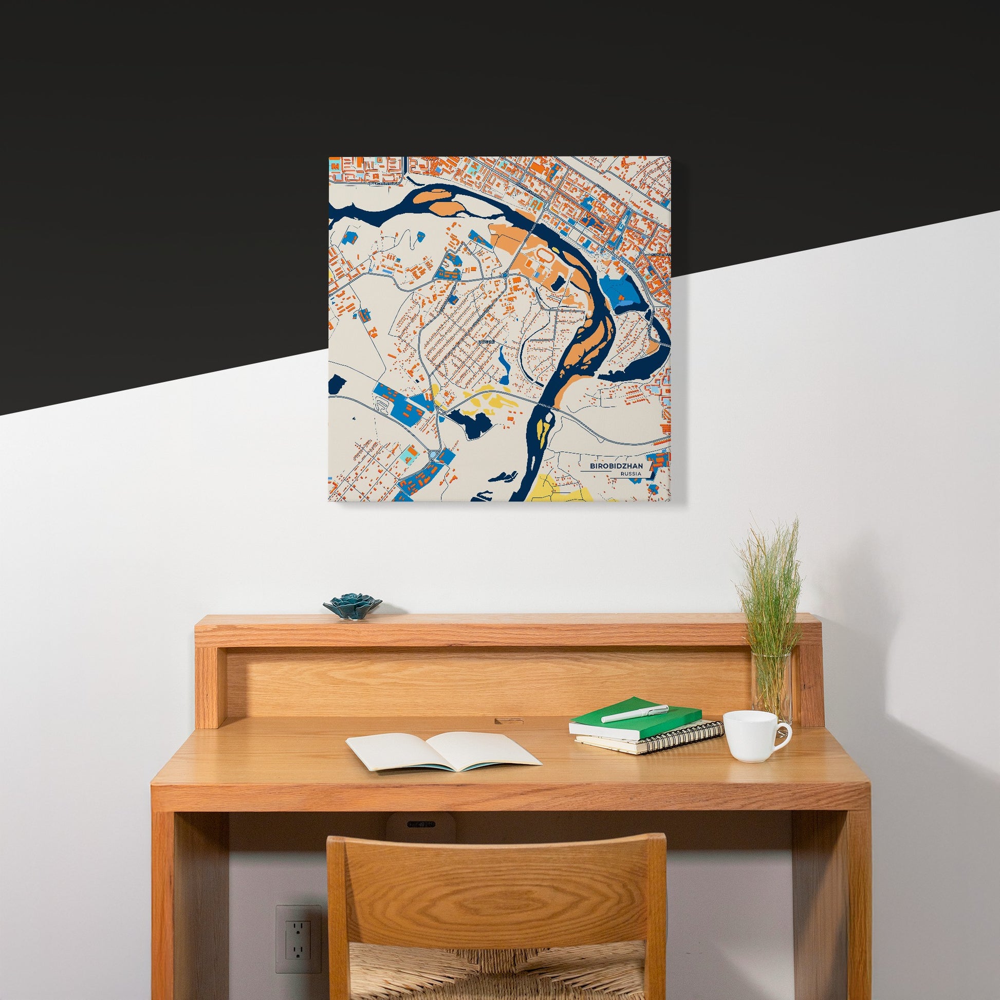 Биробиджан Russia Colorful City Map Canvas Print Scene