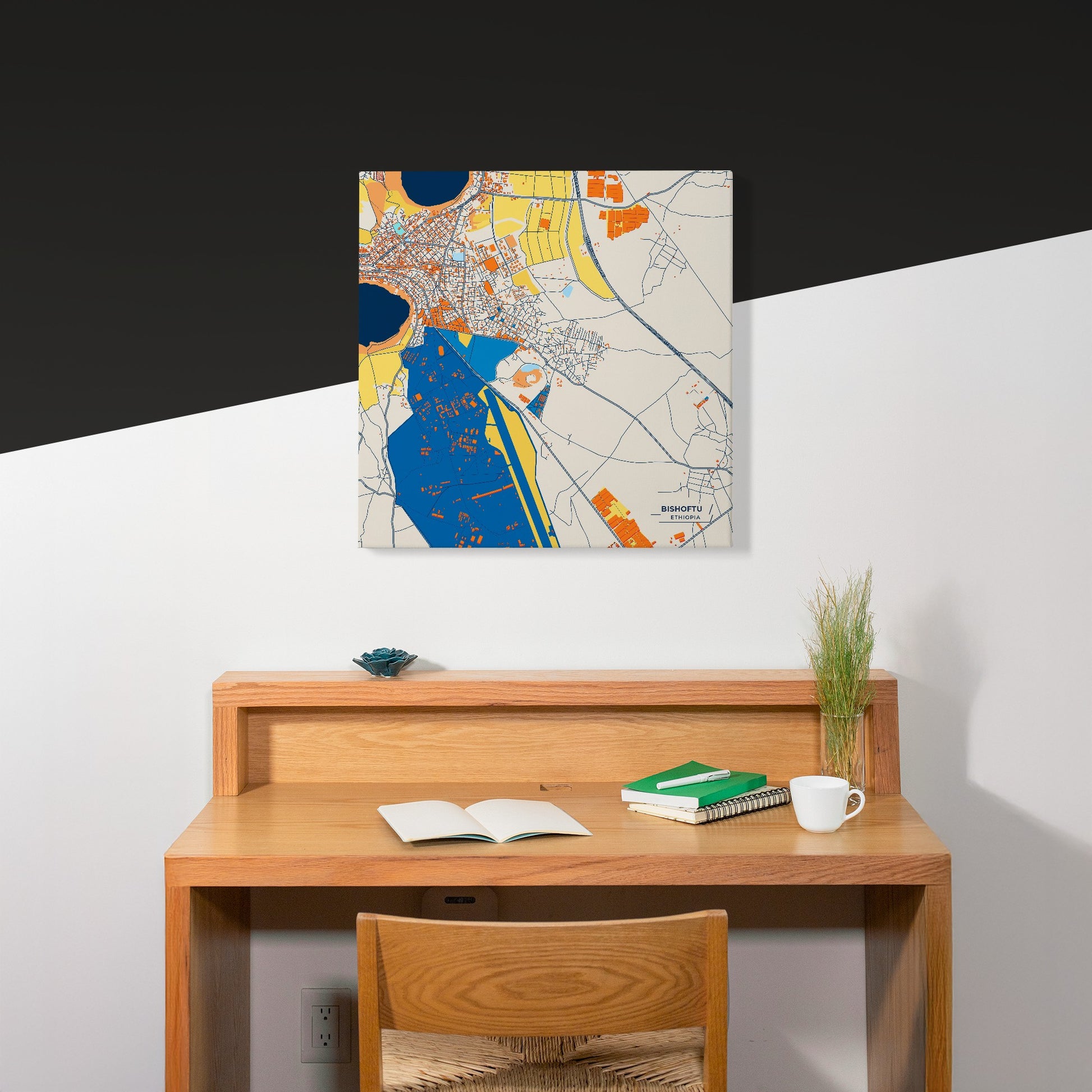 Bishoftu Ethiopia Colorful City Map Canvas Print Scene
