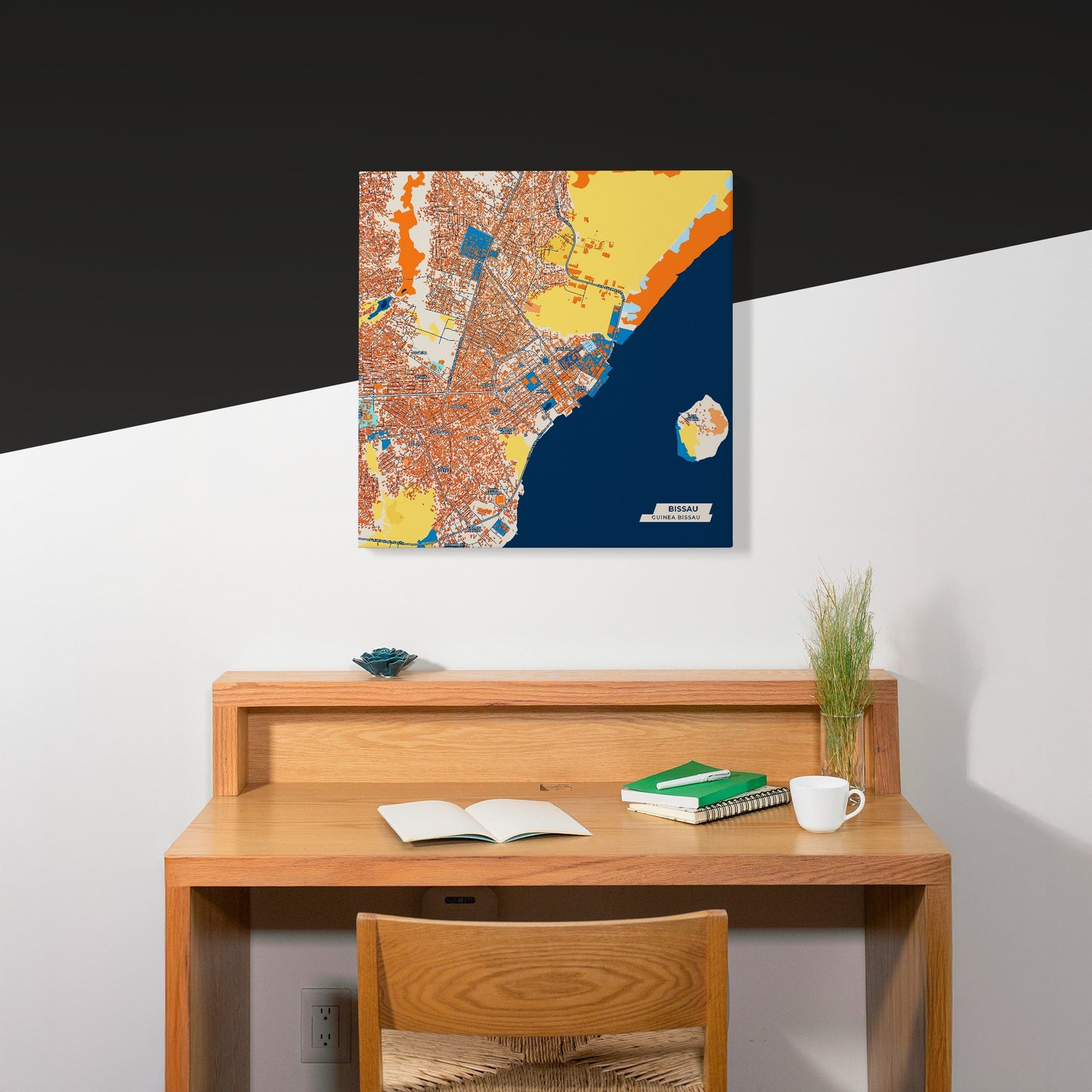 Bissau Guinea Bissau Colorful City Map Canvas Print Scene