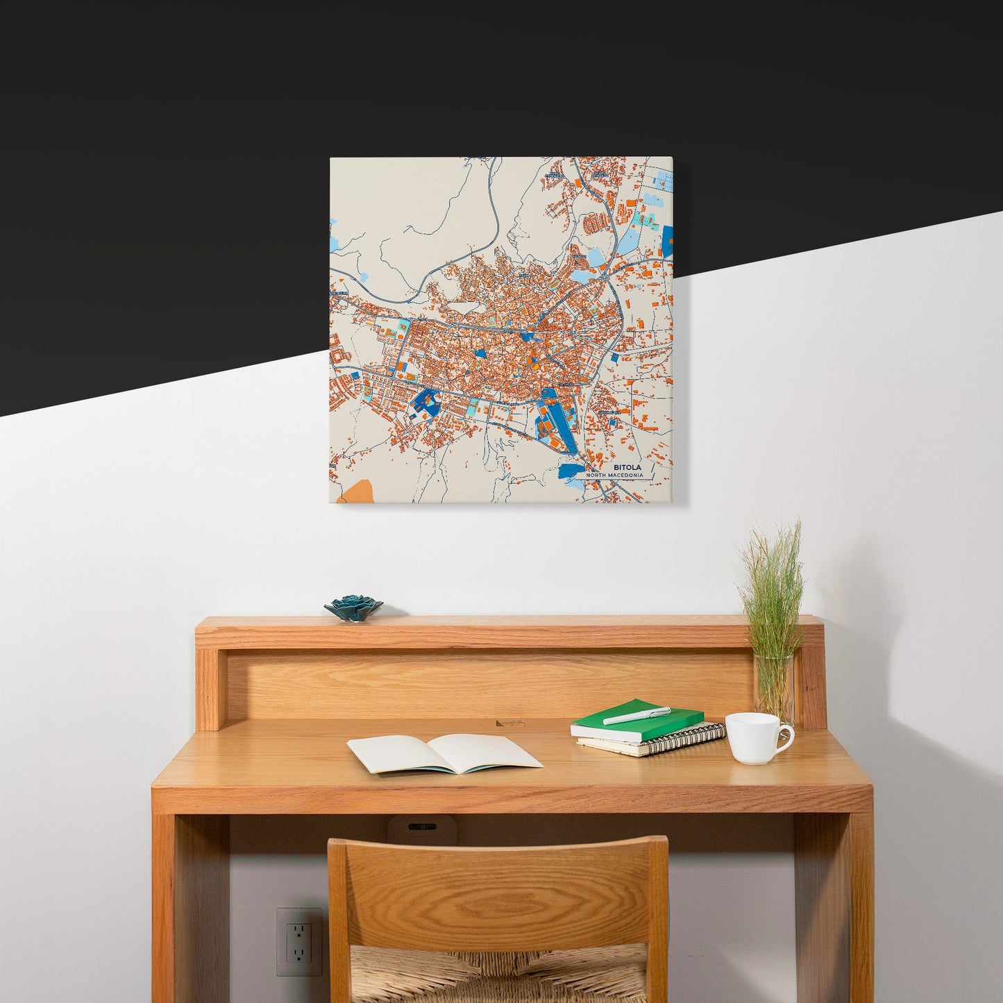 Bitola North Macedonia Colorful City Map Canvas Print Scene