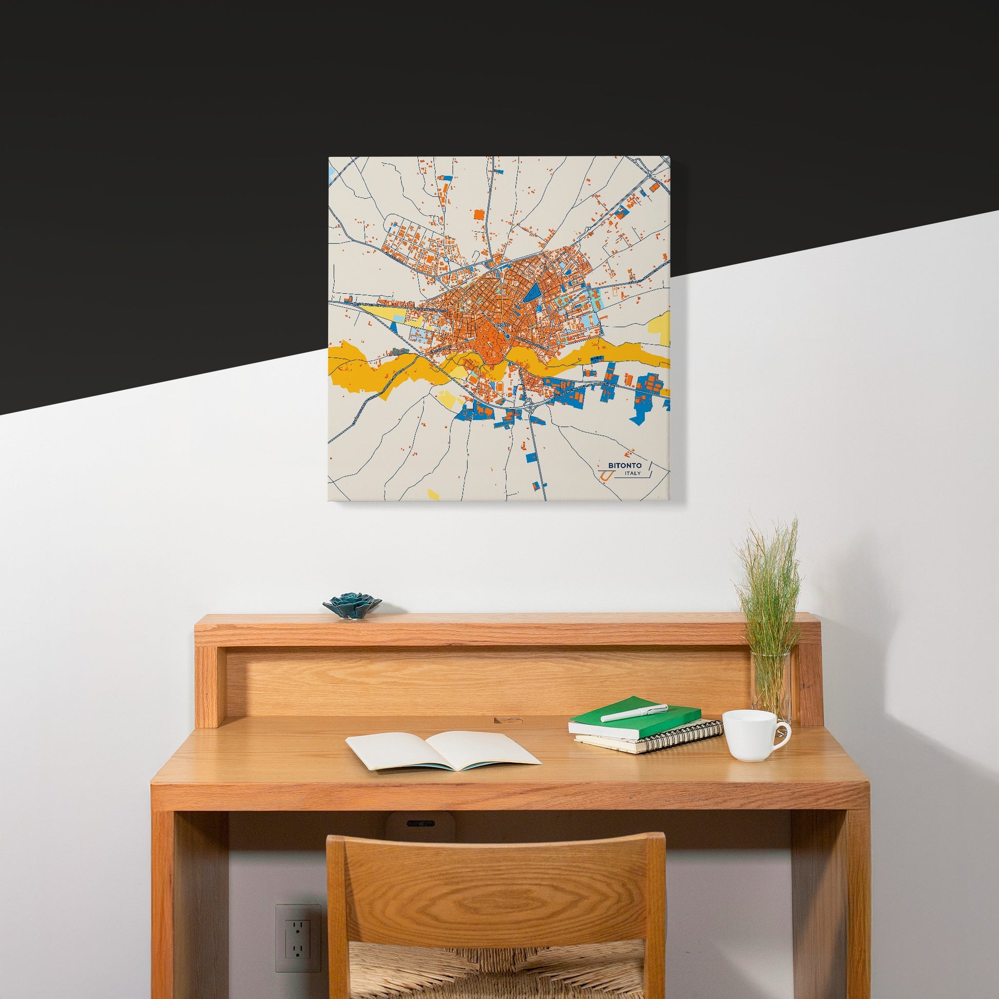 Bitonto Italy Colorful City Map Canvas Print Scene