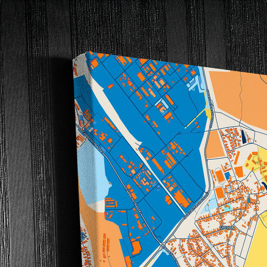 Bitterfeld-Wolfen Germany Colorful City Map Canvas Print Detail