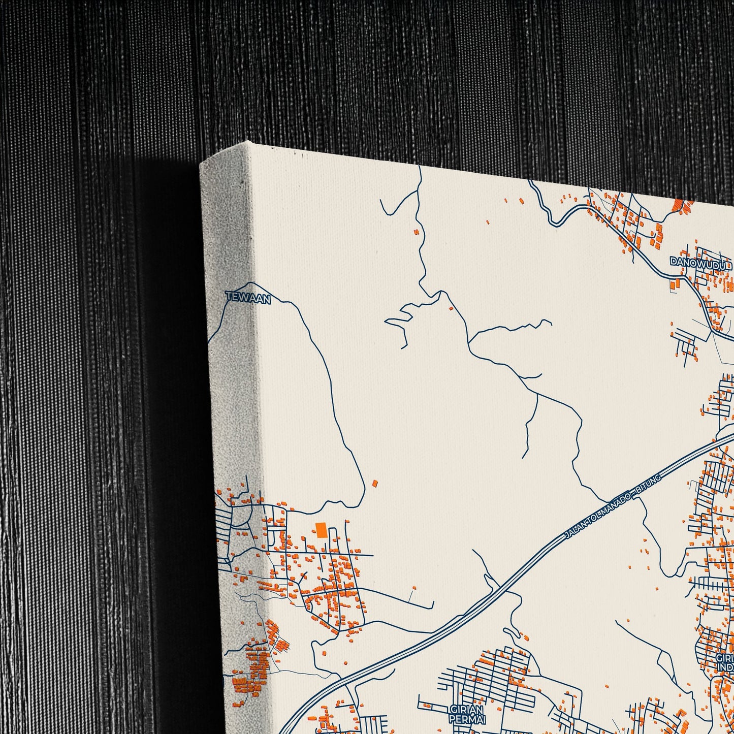 Bitung Indonesia Colorful City Map Canvas Print Detail