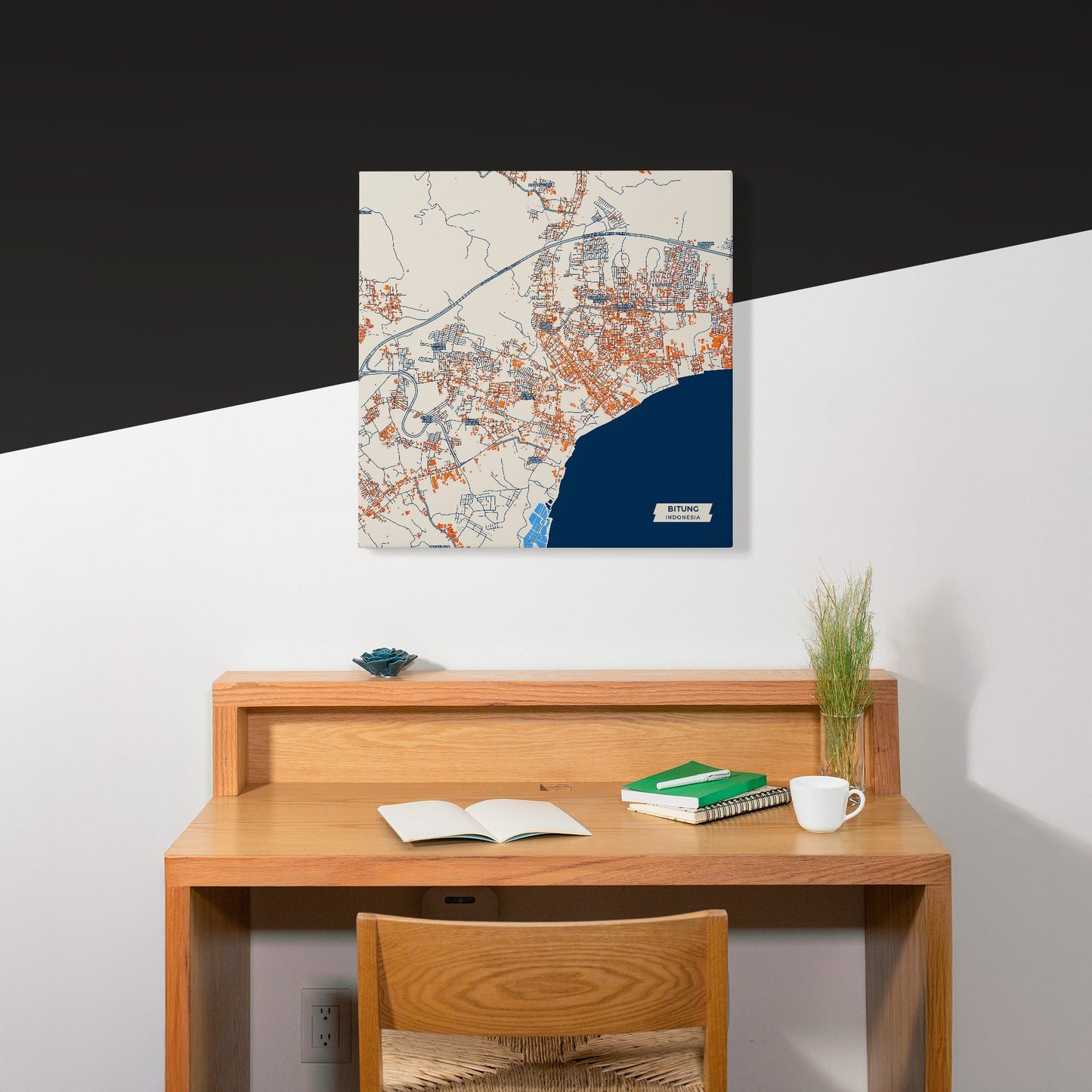 Bitung Indonesia Colorful City Map Canvas Print Scene