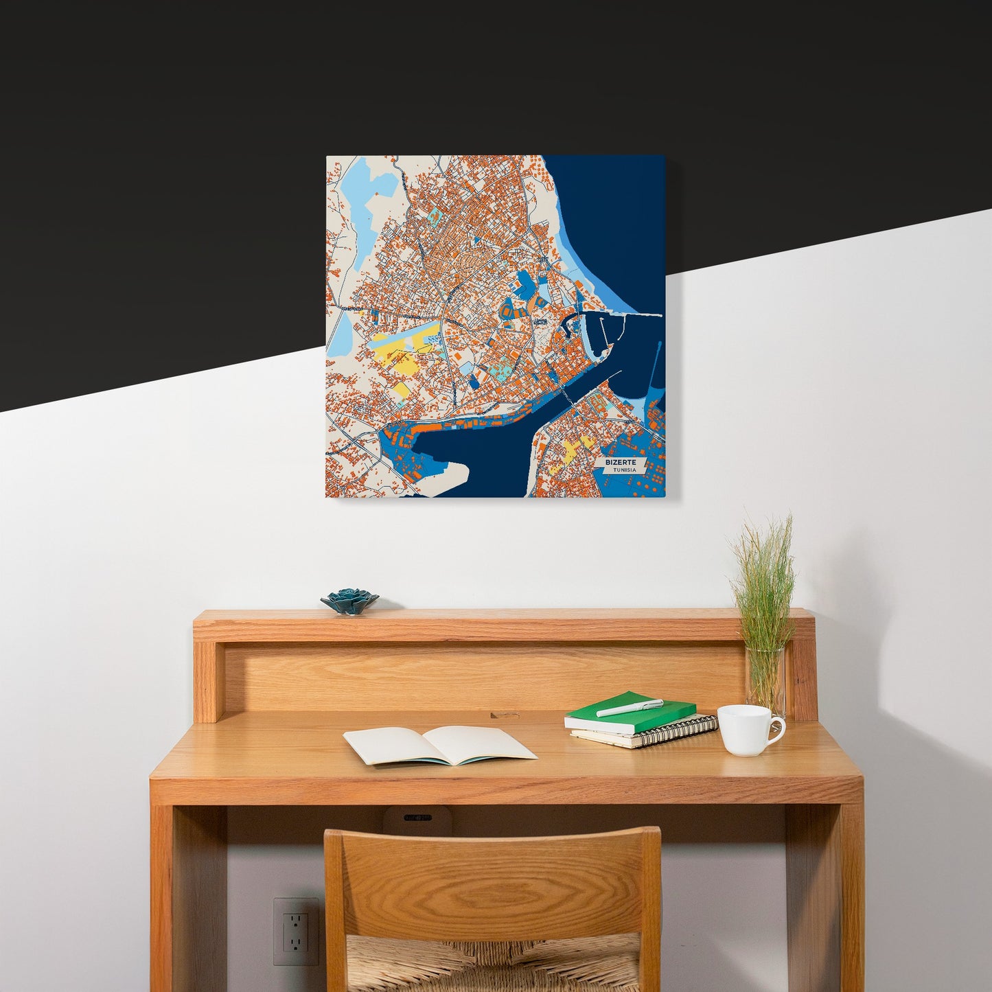 Bizerte Tunisia Colorful City Map Canvas Print Scene