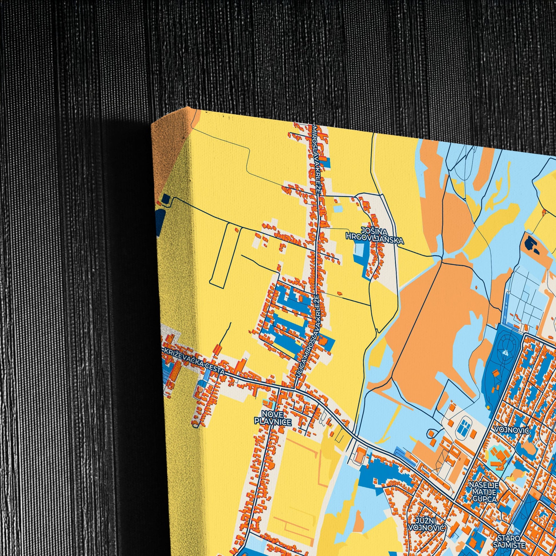 Bjelovar Croatia Colorful City Map Canvas Print Detail