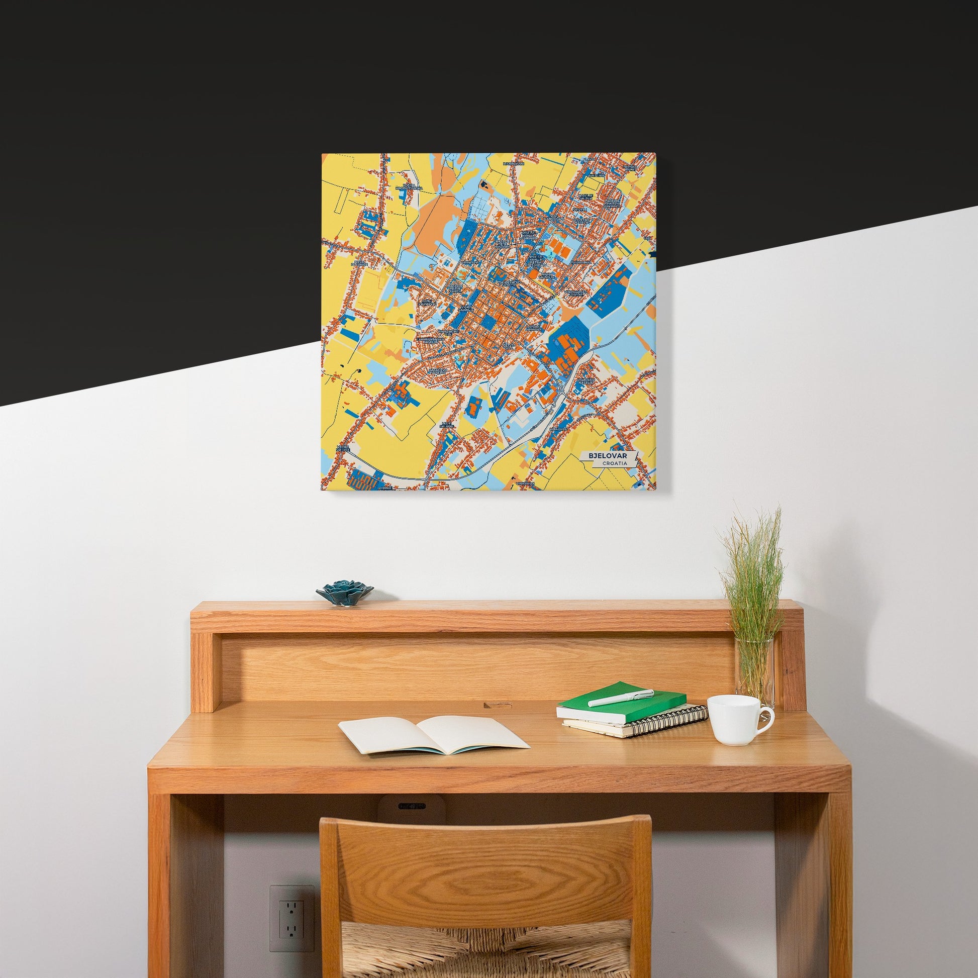 Bjelovar Croatia Colorful City Map Canvas Print Scene