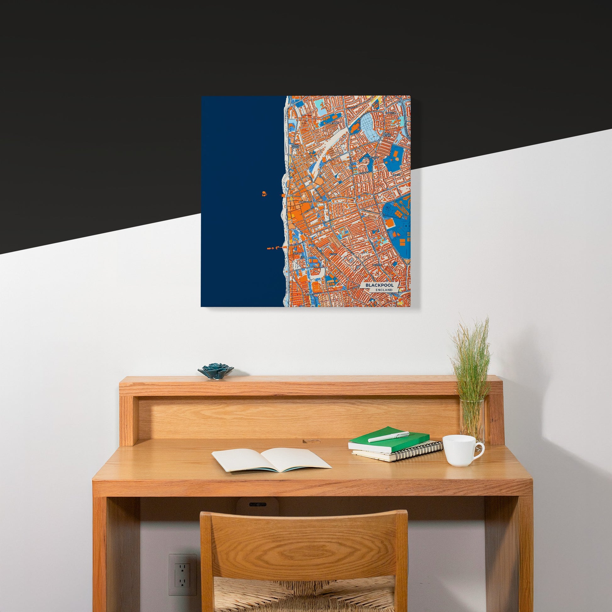 Blackpool England Colorful City Map Canvas Print Scene