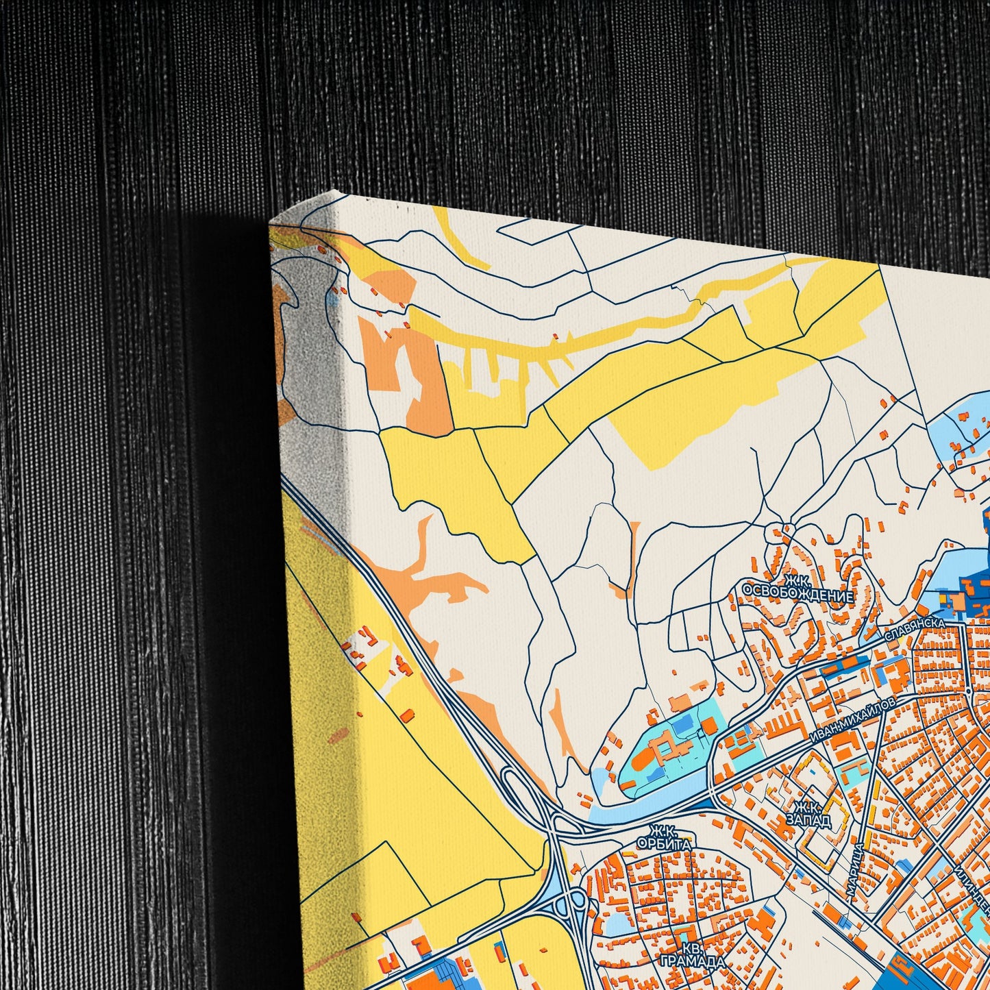Благоевград Bulgaria Colorful City Map Canvas Print Detail
