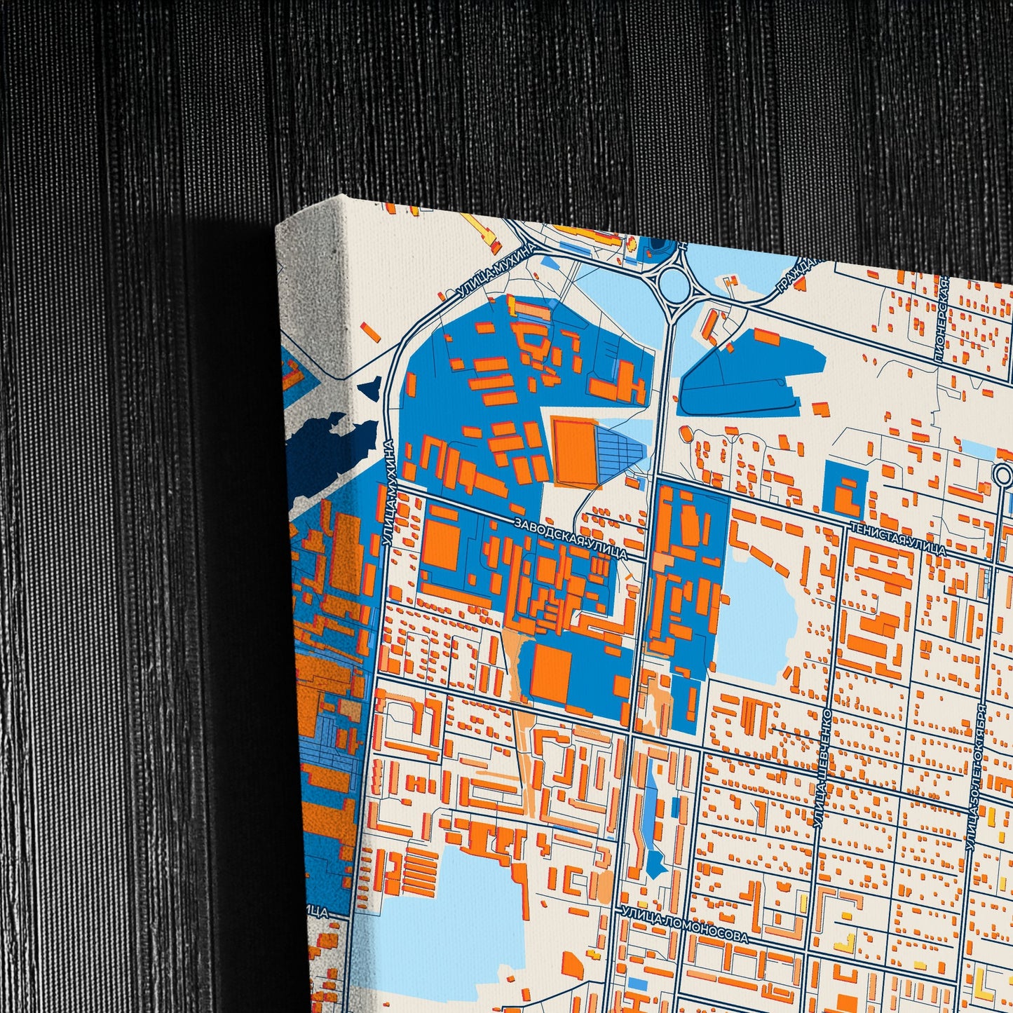 Благовещенск Russia Colorful City Map Canvas Print Detail