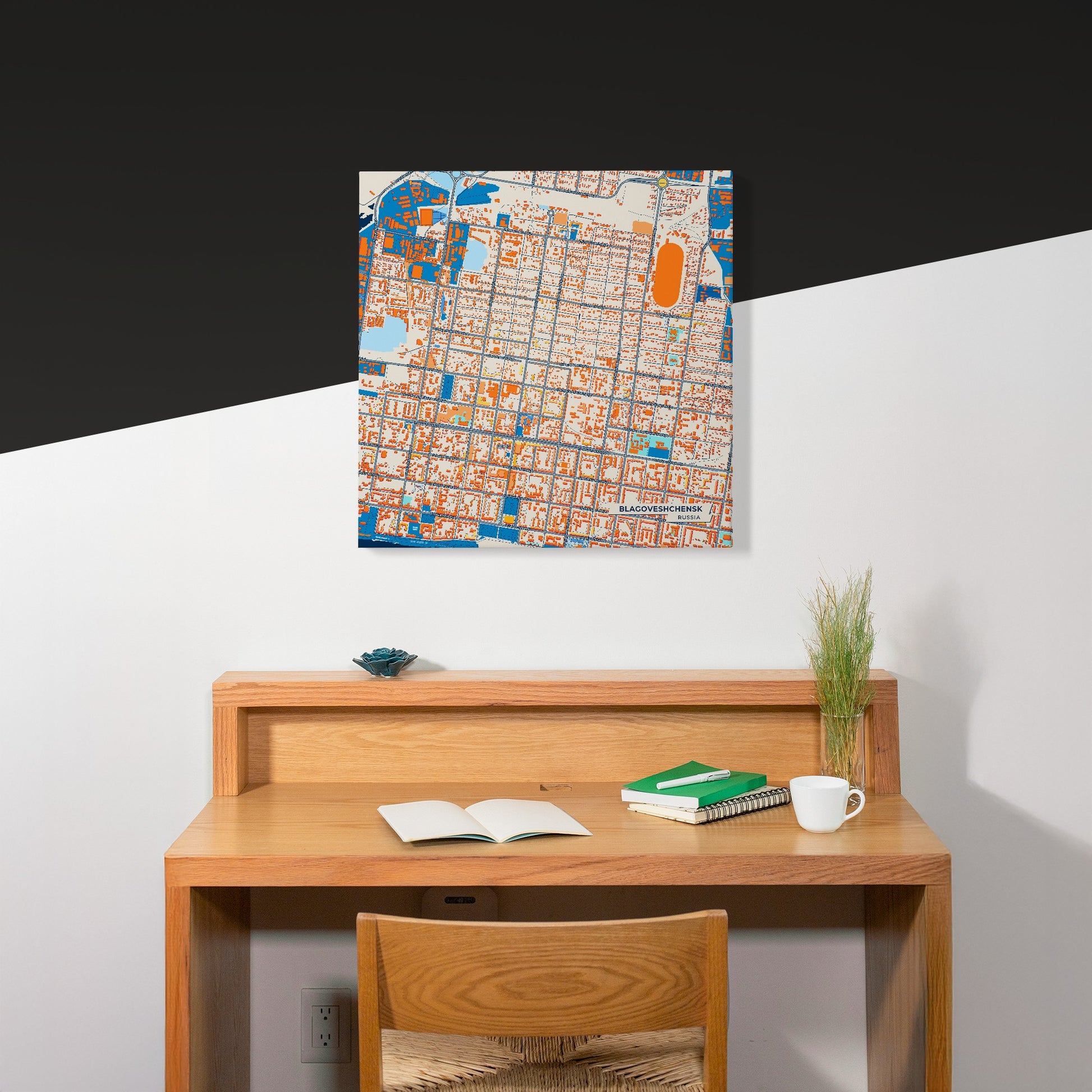 Благовещенск Russia Colorful City Map Canvas Print Scene