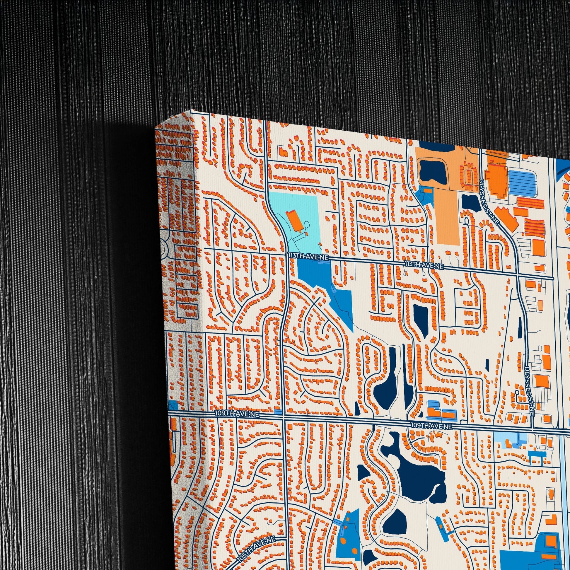 Blaine Minnesota Colorful City Map Canvas Print Detail