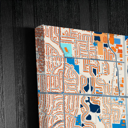 Blaine Minnesota Colorful City Map Canvas Print Detail