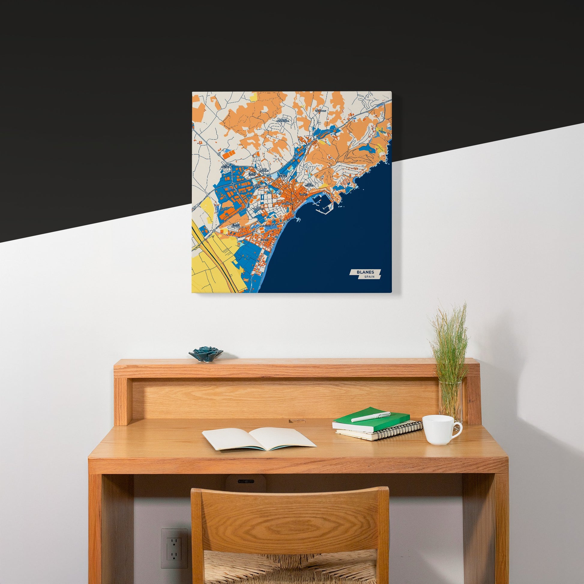 Blanes Spain Colorful City Map Canvas Print Scene