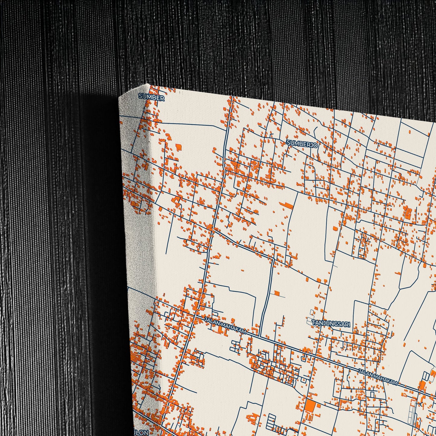 Blitar Indonesia Colorful City Map Canvas Print Detail