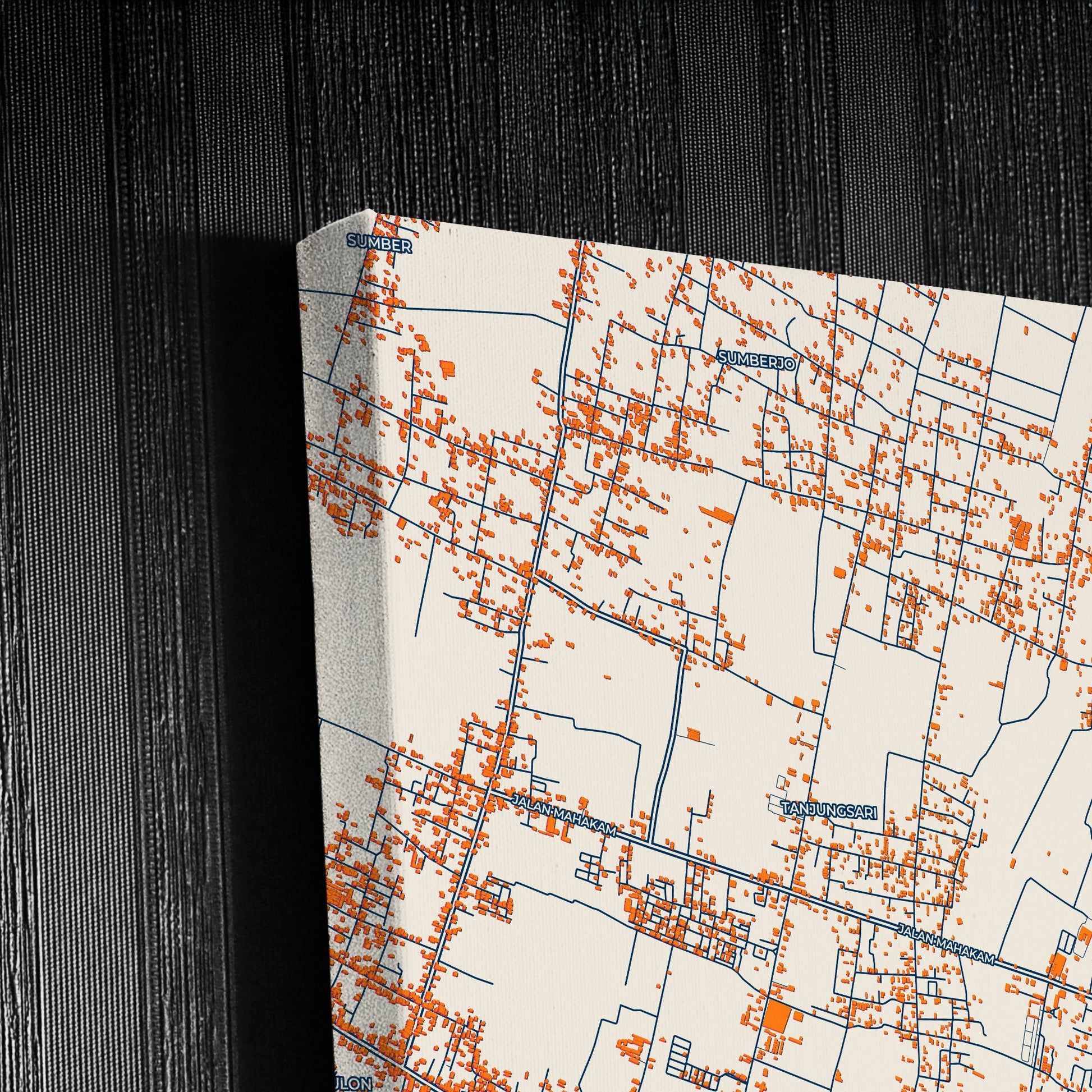 Blitar Indonesia Colorful City Map Canvas Print Detail
