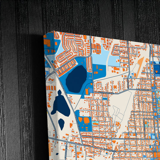 Bloomington Illinois Colorful City Map Canvas Print Detail