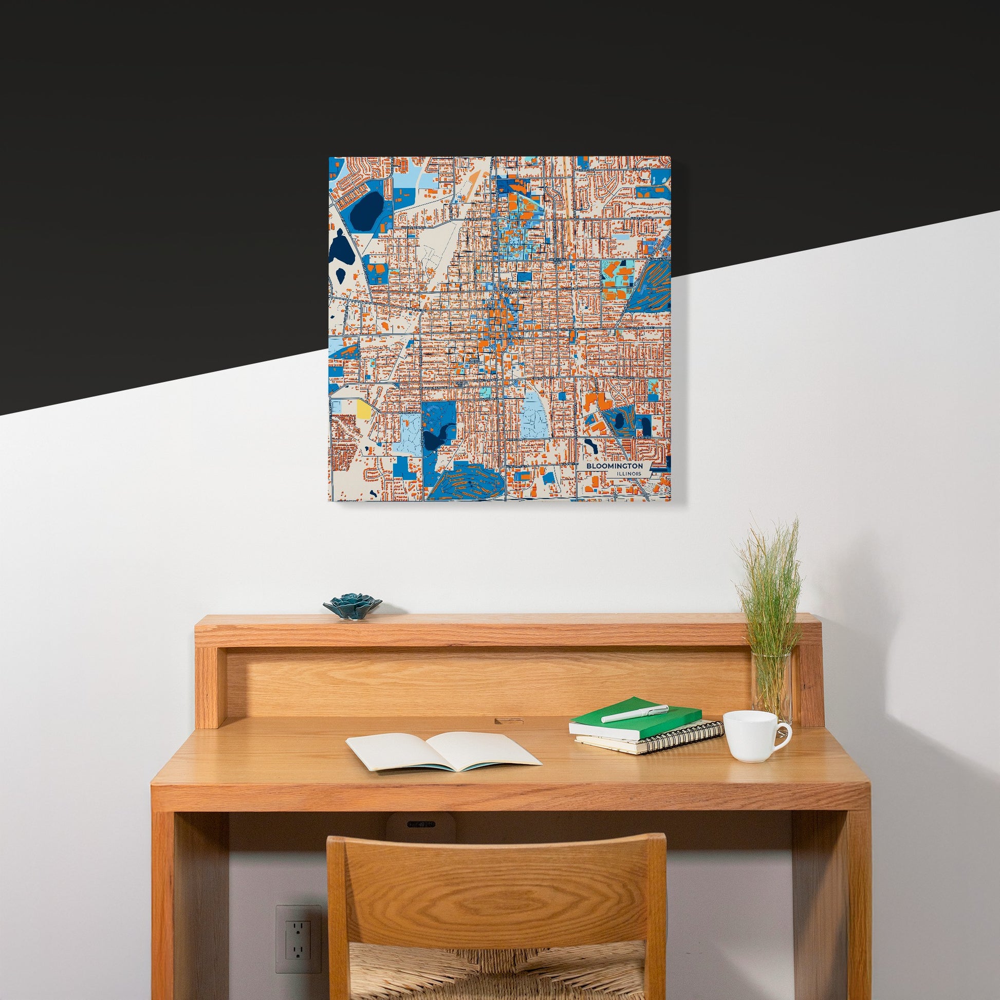Bloomington Illinois Colorful City Map Canvas Print Scene