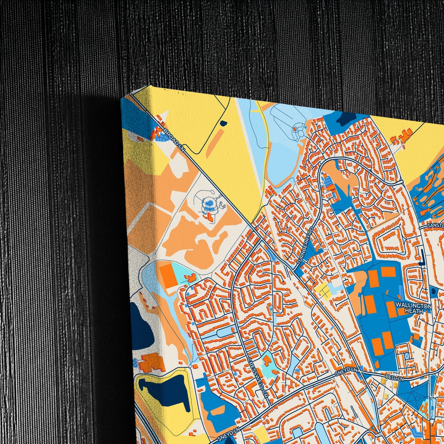 Bloxwich England Colorful City Map Canvas Print Detail