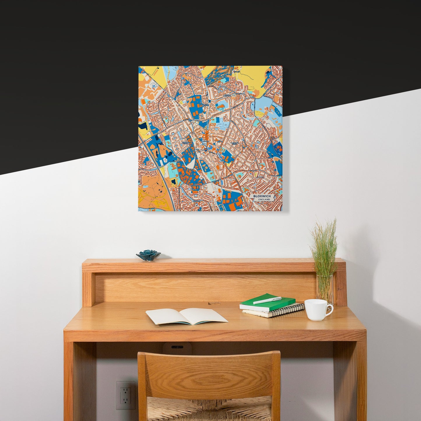 Bloxwich England Colorful City Map Canvas Print Scene