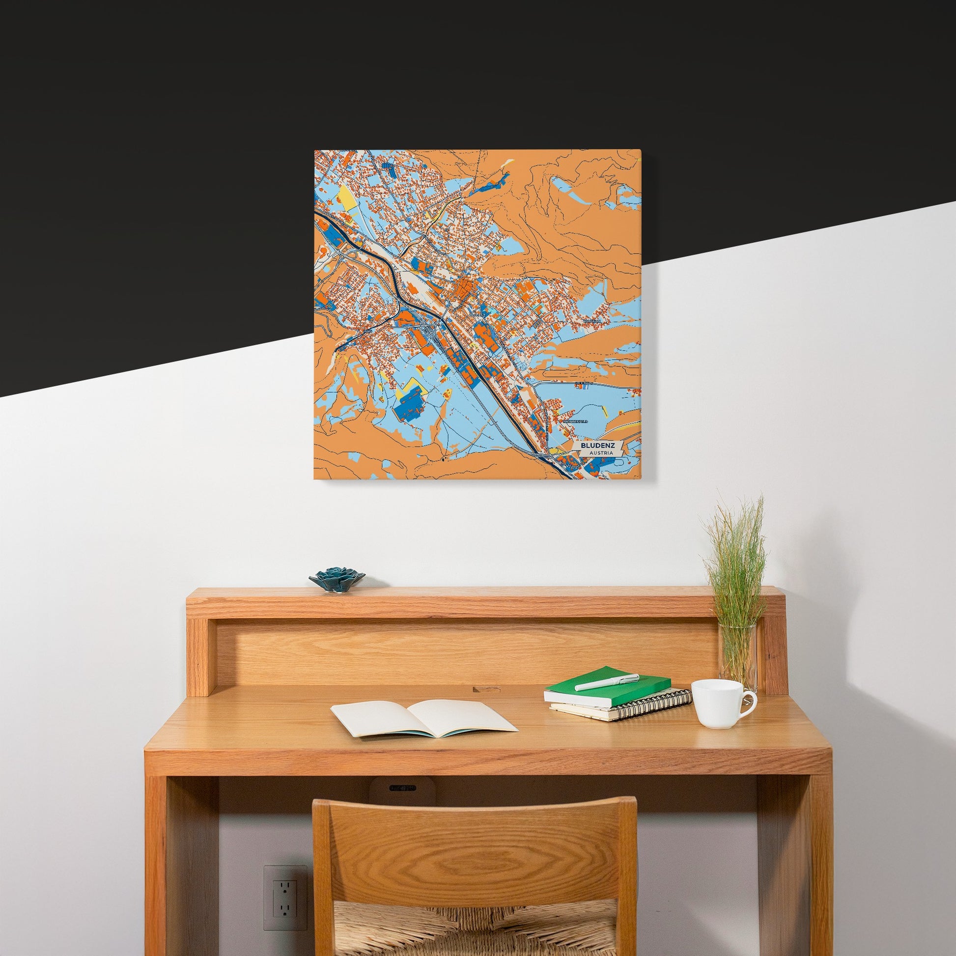 Bludenz Austria Colorful City Map Canvas Print Scene