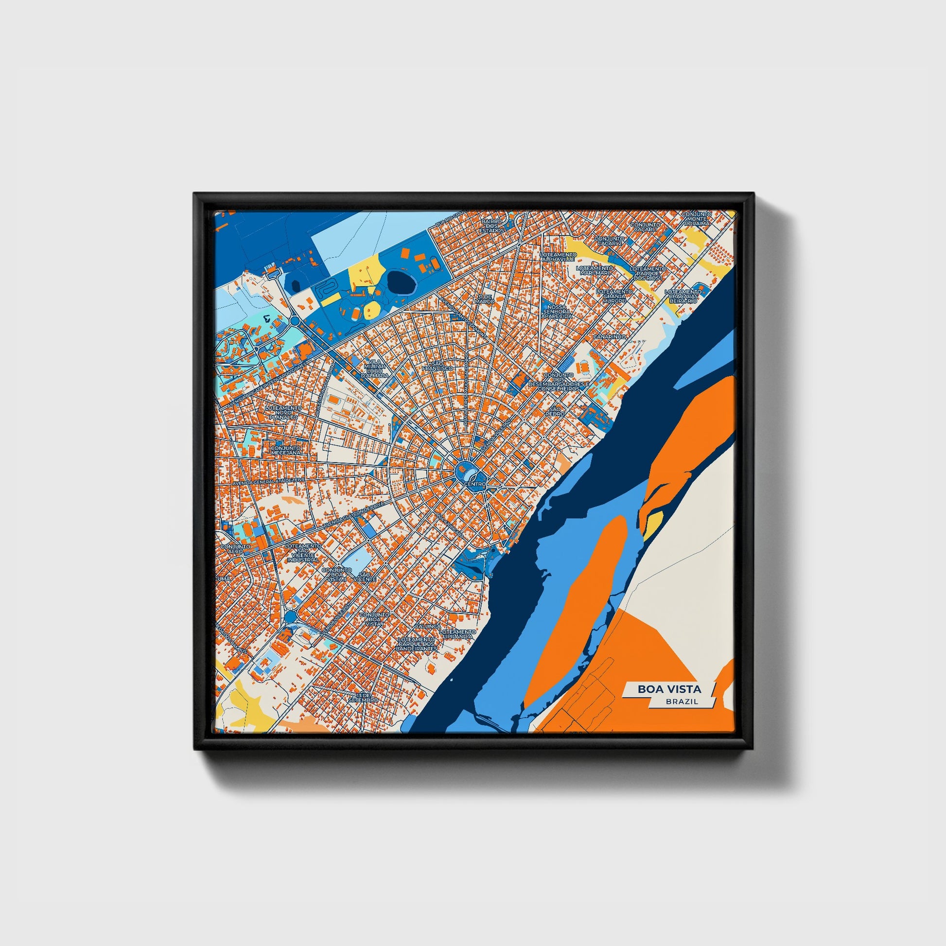 Boa Vista Brazil Colorful City Map Canvas Print • Black Framed
