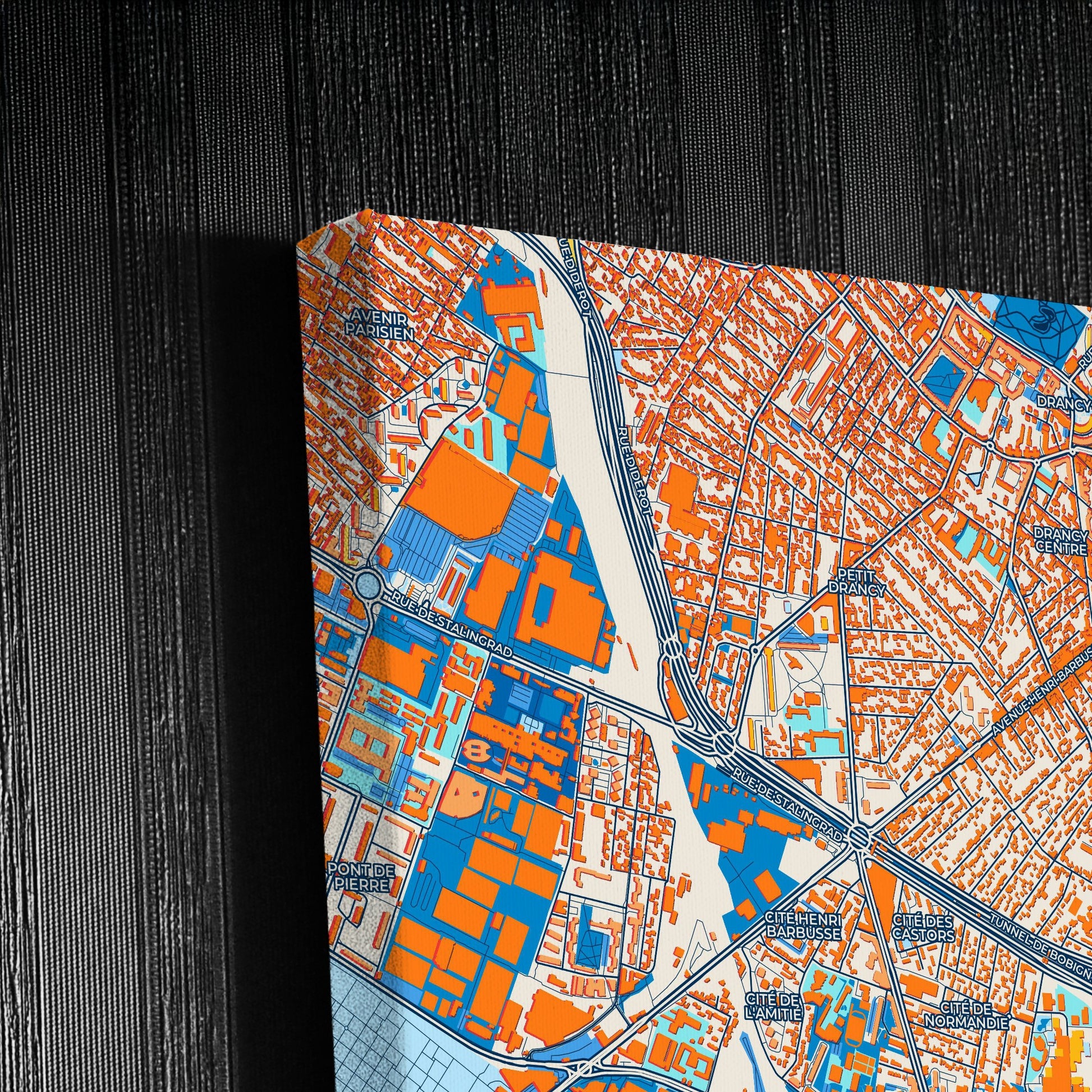 Bobigny France Colorful City Map Canvas Print Detail
