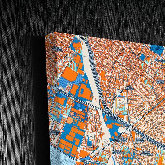 Bobigny France Colorful City Map Canvas Print Detail