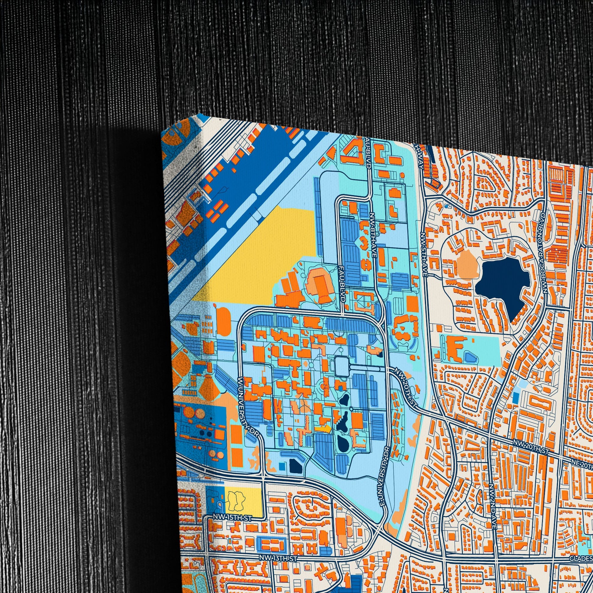 Boca Raton Florida Colorful City Map Canvas Print Detail