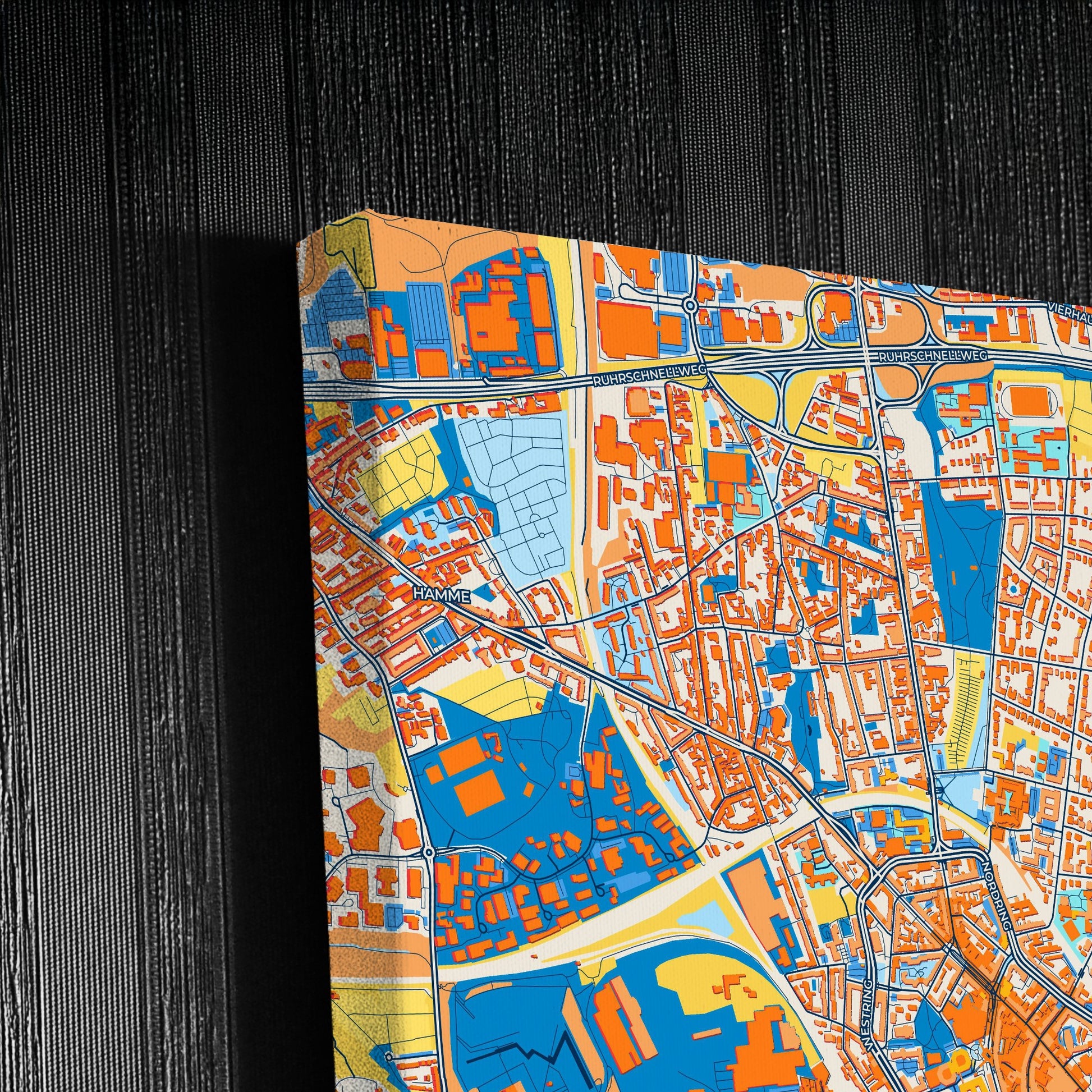 Bochum Germany Colorful City Map Canvas Print Detail