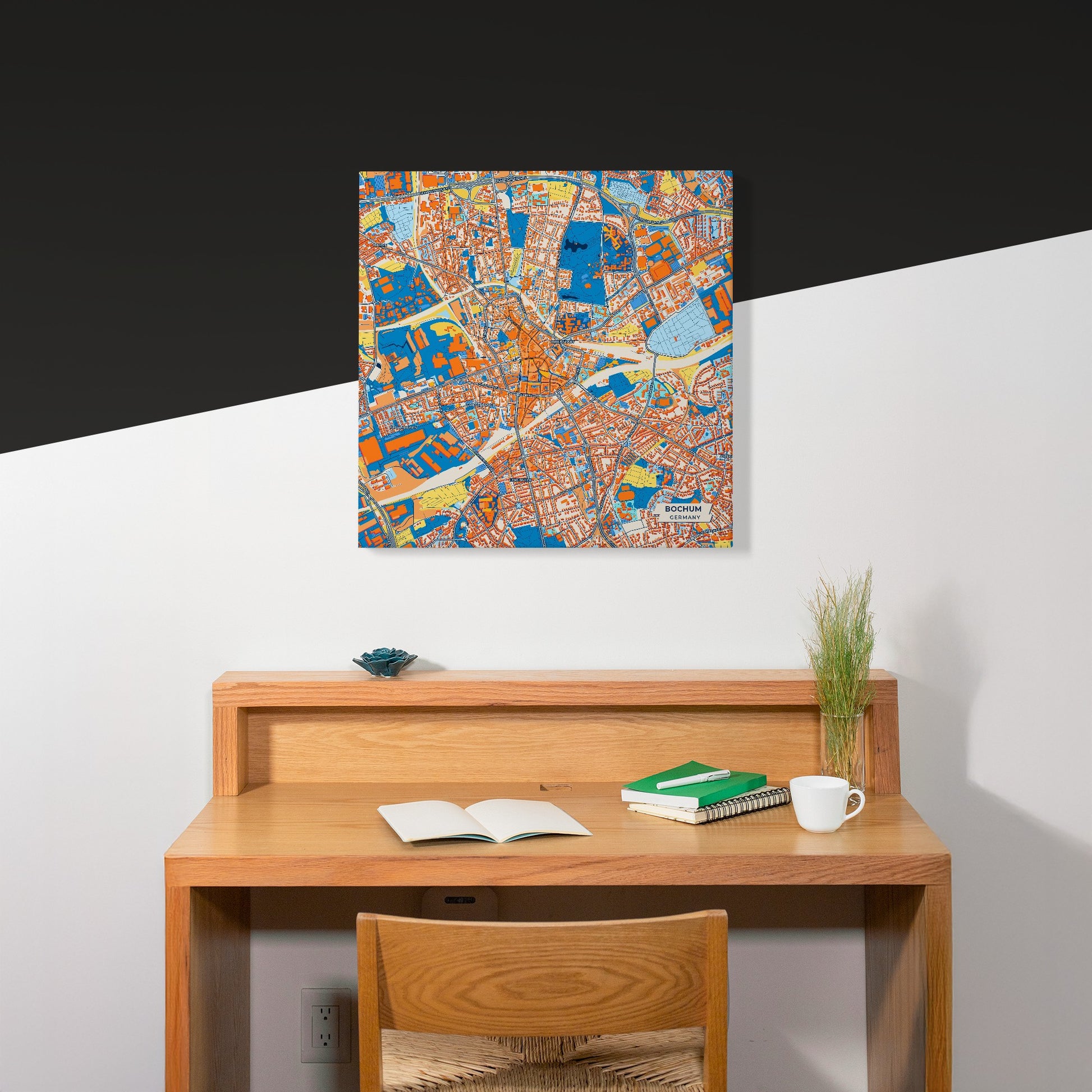 Bochum Germany Colorful City Map Canvas Print Scene