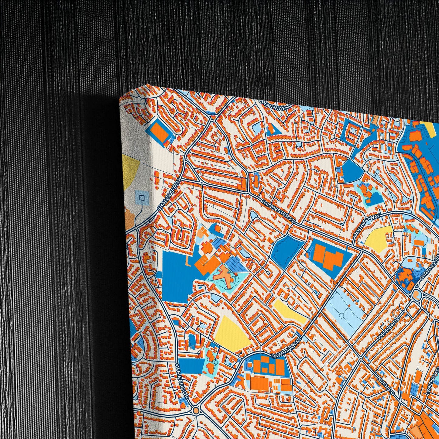Bognor Regis England Colorful City Map Canvas Print Detail