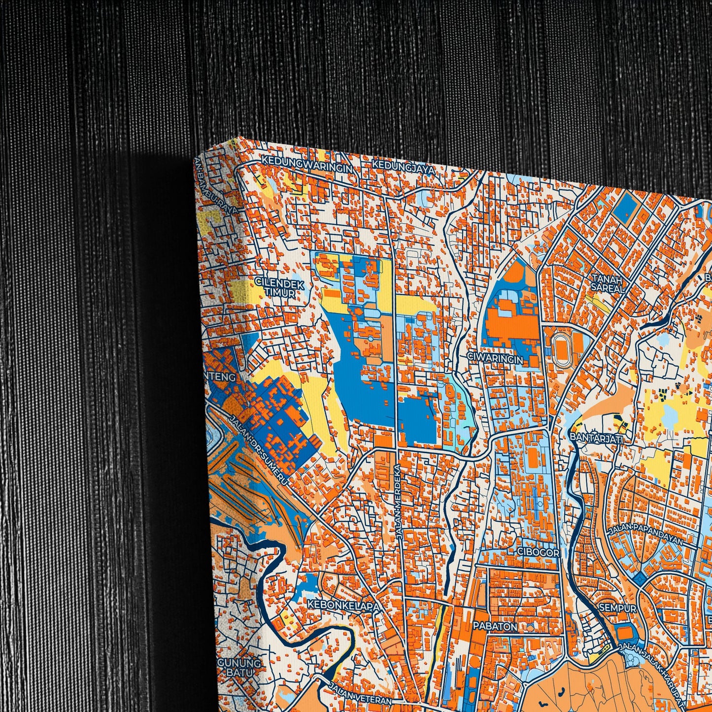 Bogor Indonesia Colorful City Map Canvas Print Detail