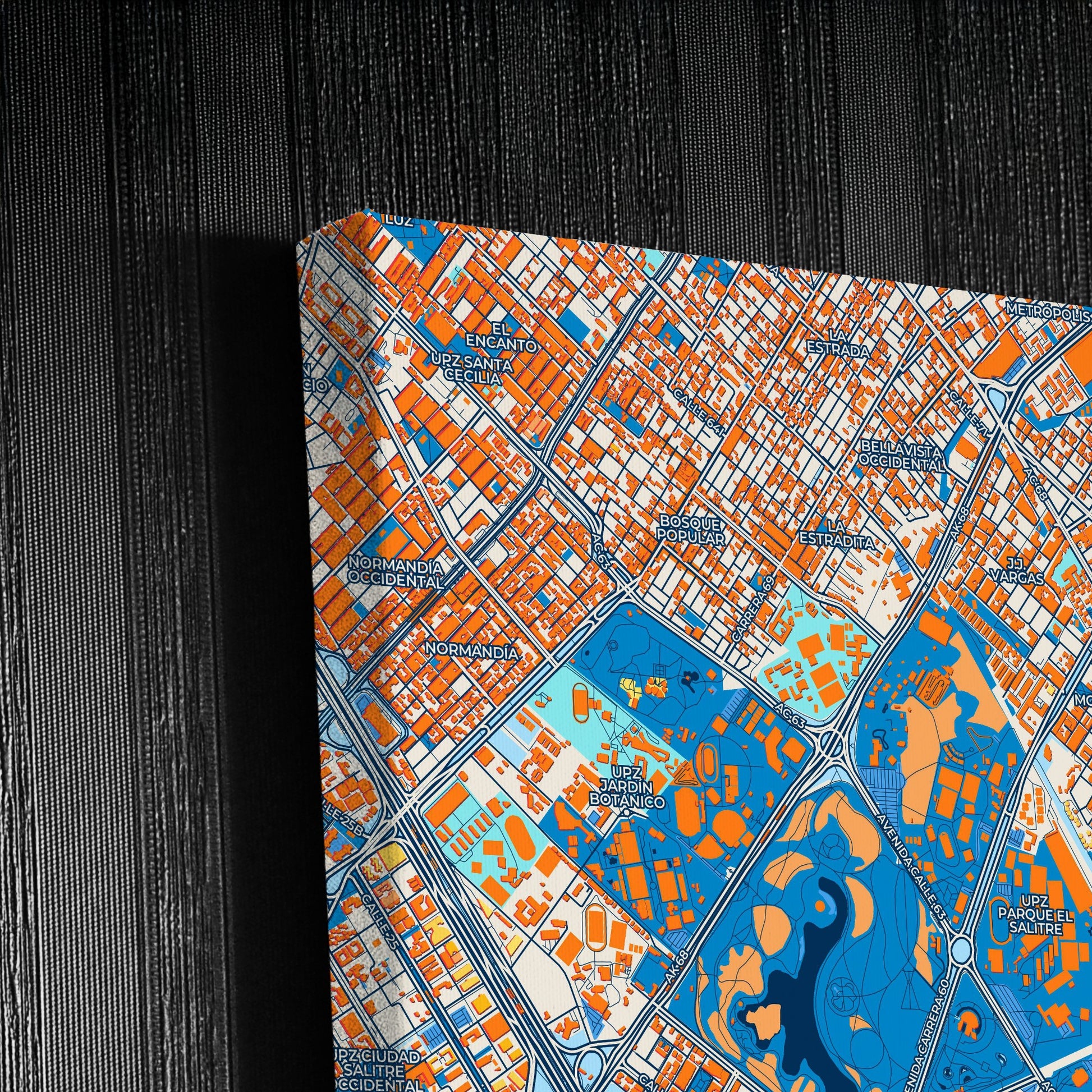 Bogota Colombia Colorful City Map Canvas Print Detail