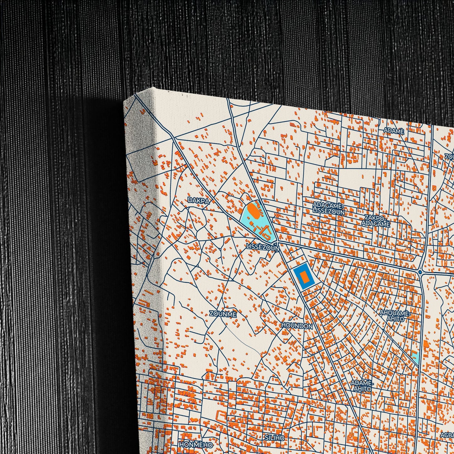 Bohicon Benin Colorful City Map Canvas Print Detail