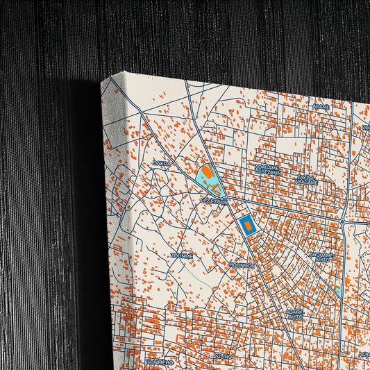 Bohicon Benin Colorful City Map Canvas Print Detail