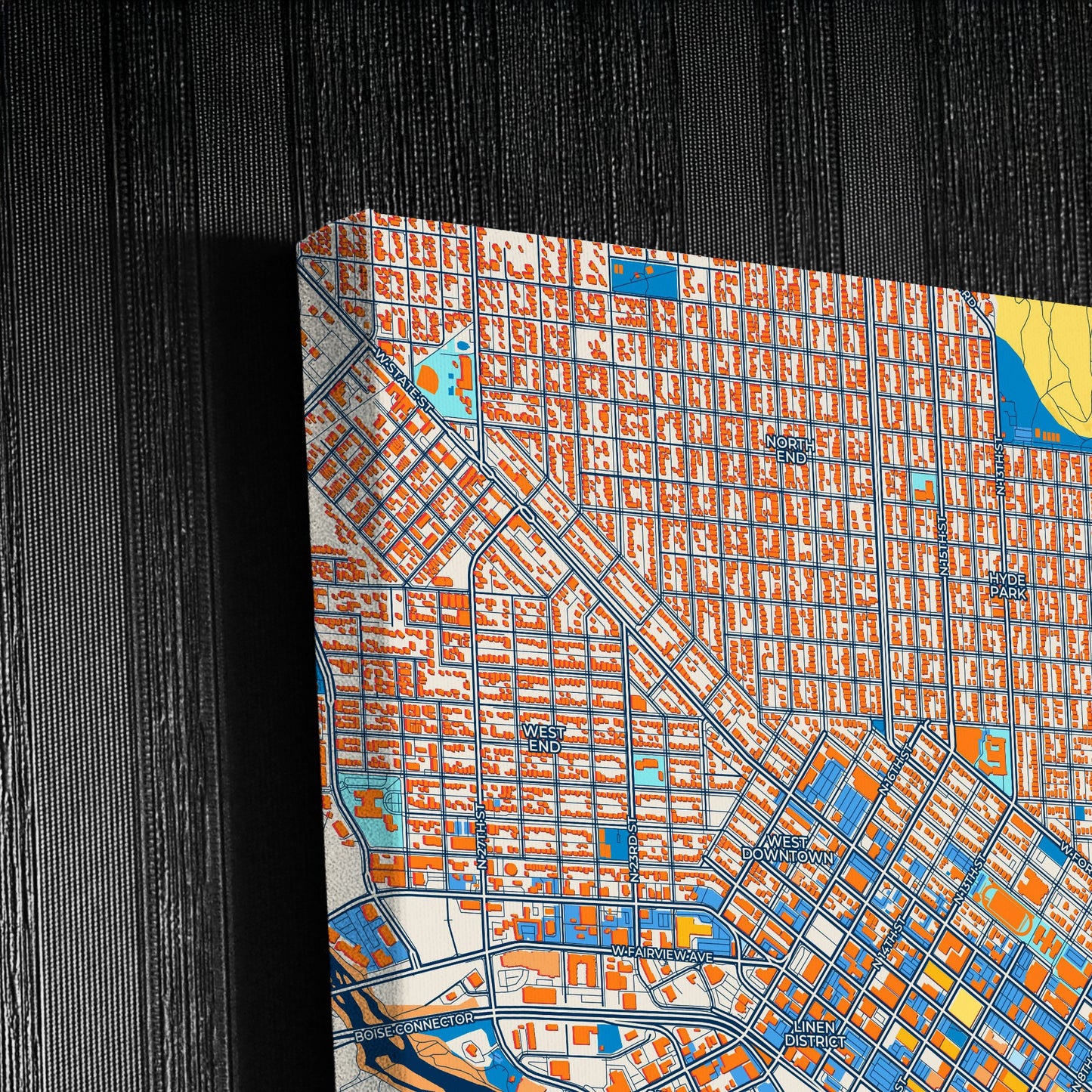 Boise Idaho Colorful City Map Canvas Print Detail