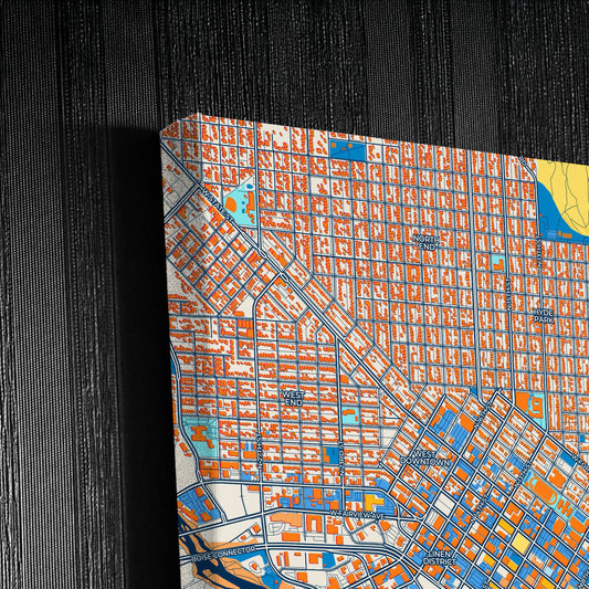Boise Idaho Colorful City Map Canvas Print Detail
