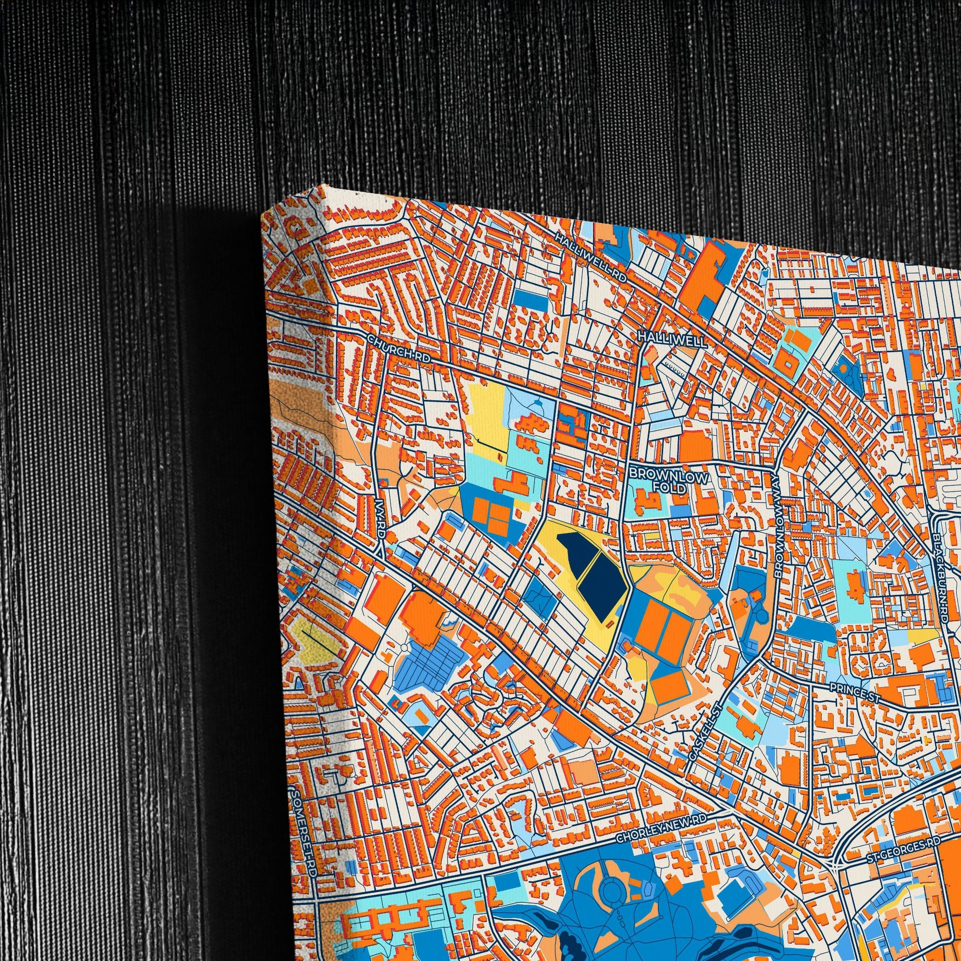 Bolton England Colorful City Map Canvas Print Detail