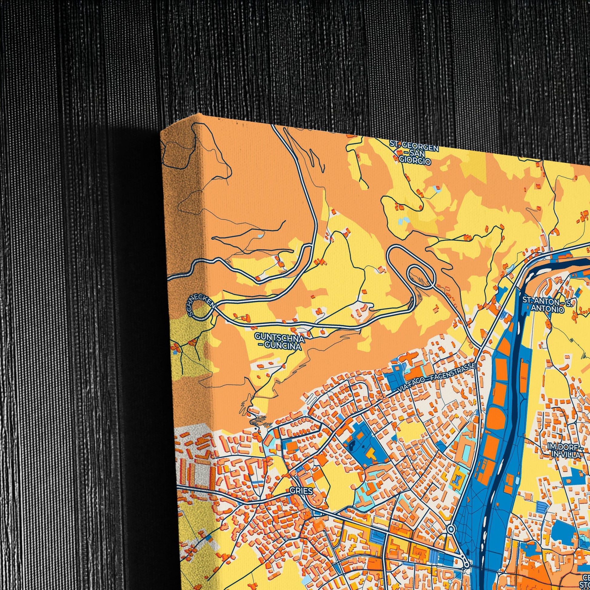 Bolzano Italy Colorful City Map Canvas Print Detail