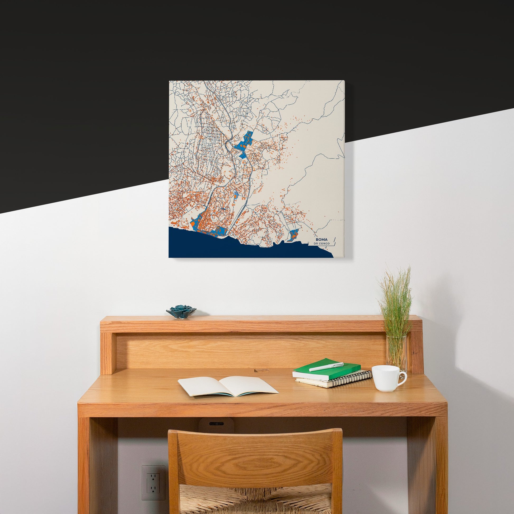 Boma Dr Congo Colorful City Map Canvas Print Scene