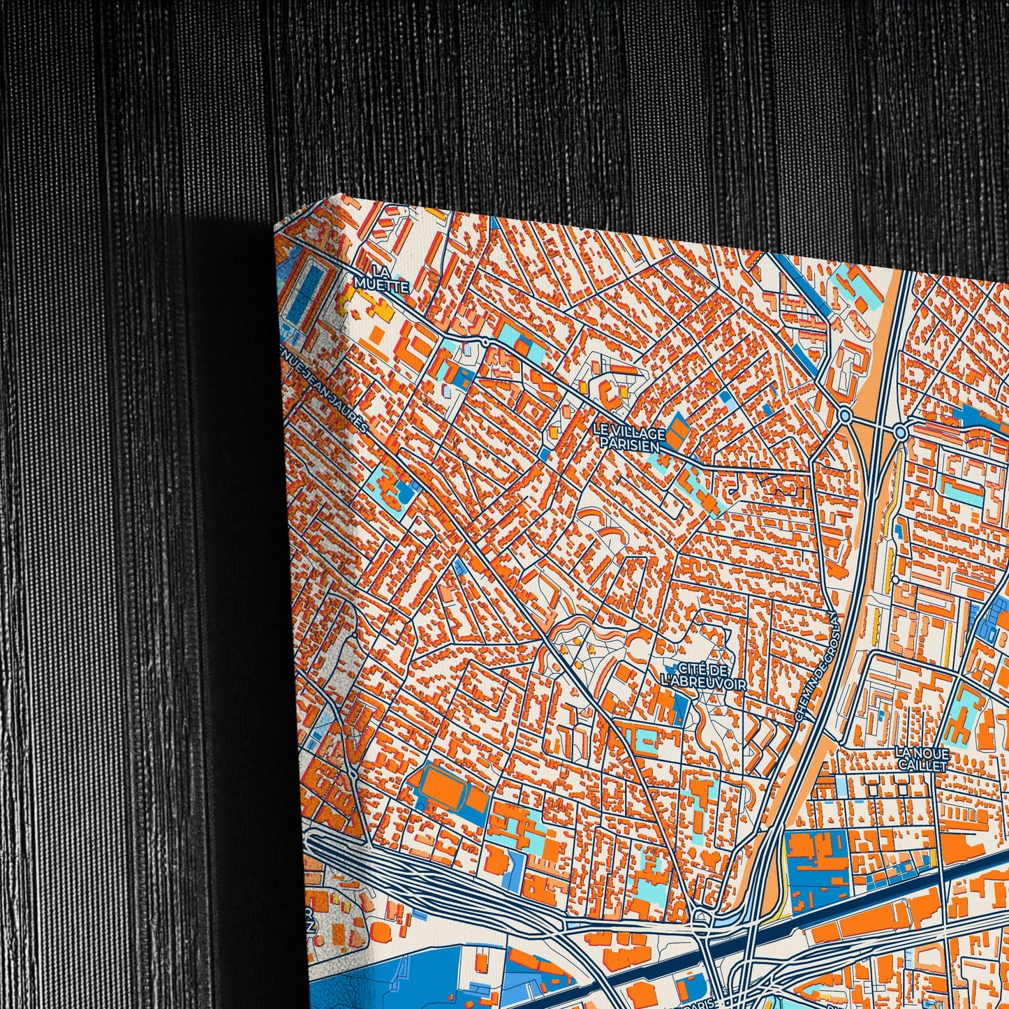 Bondy France Colorful City Map Canvas Print Detail
