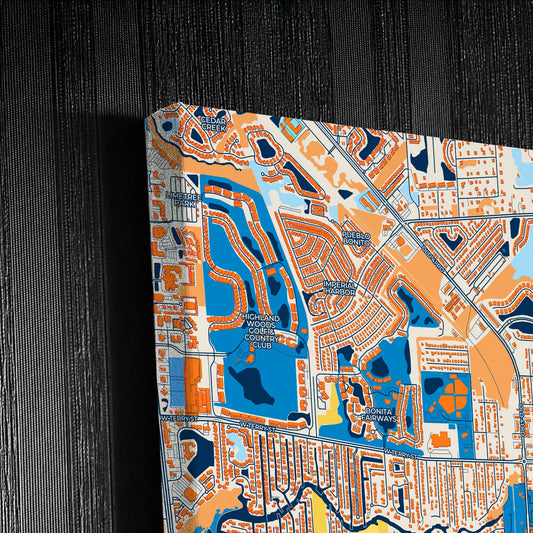 Bonita Springs Florida Colorful City Map Canvas Print Detail