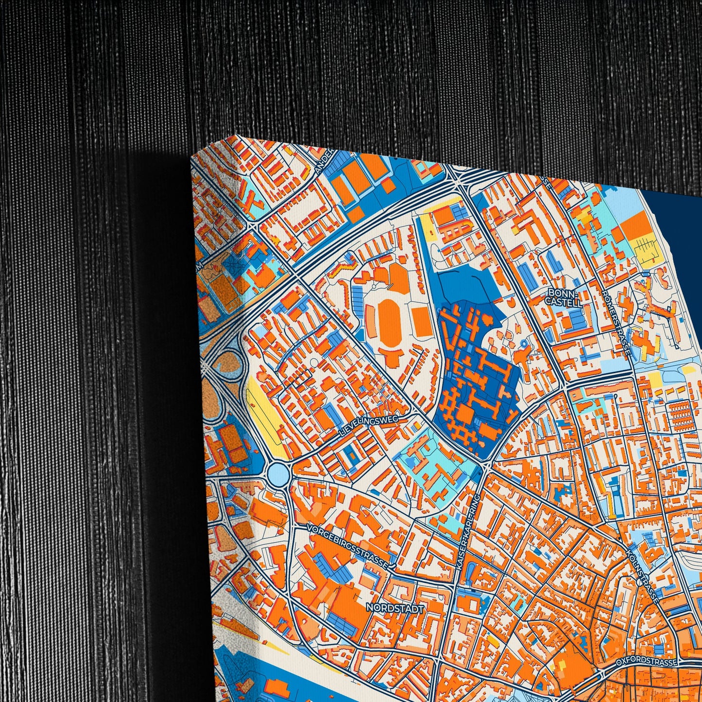 Bonn Germany Colorful City Map Canvas Print Detail