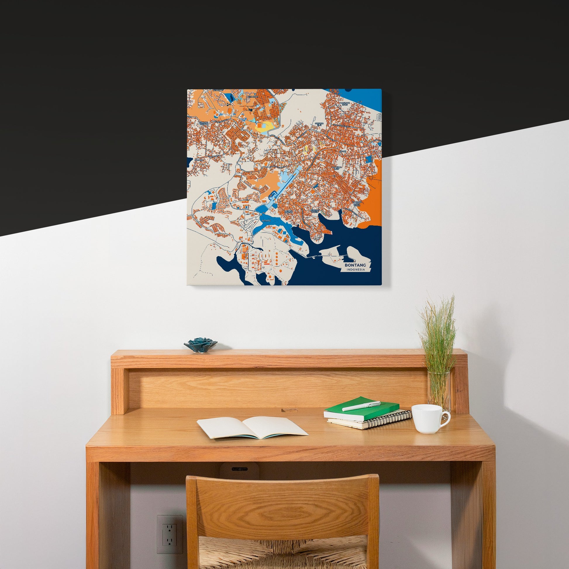 Bontang Indonesia Colorful City Map Canvas Print Scene