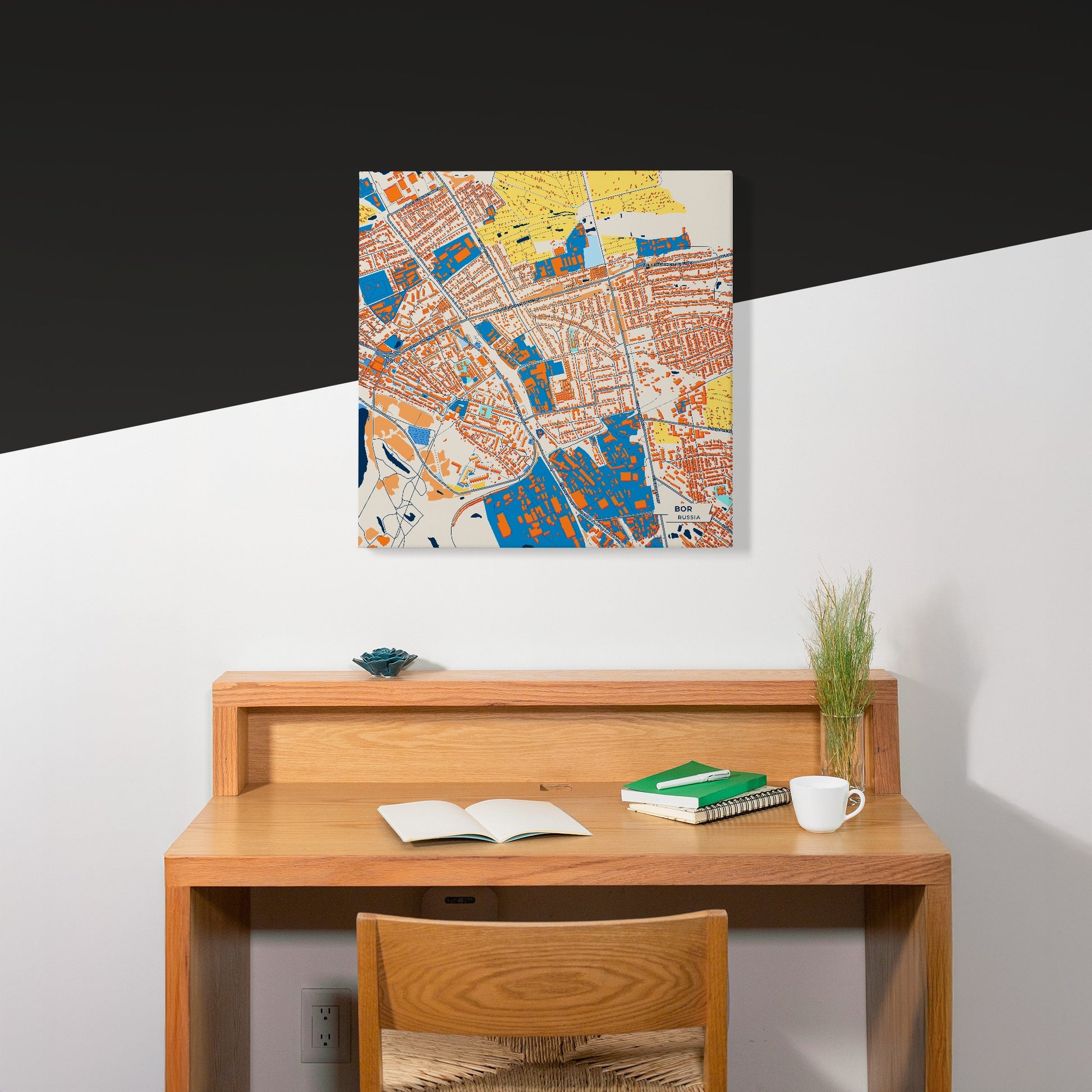 Бор Russia Colorful City Map Canvas Print Scene