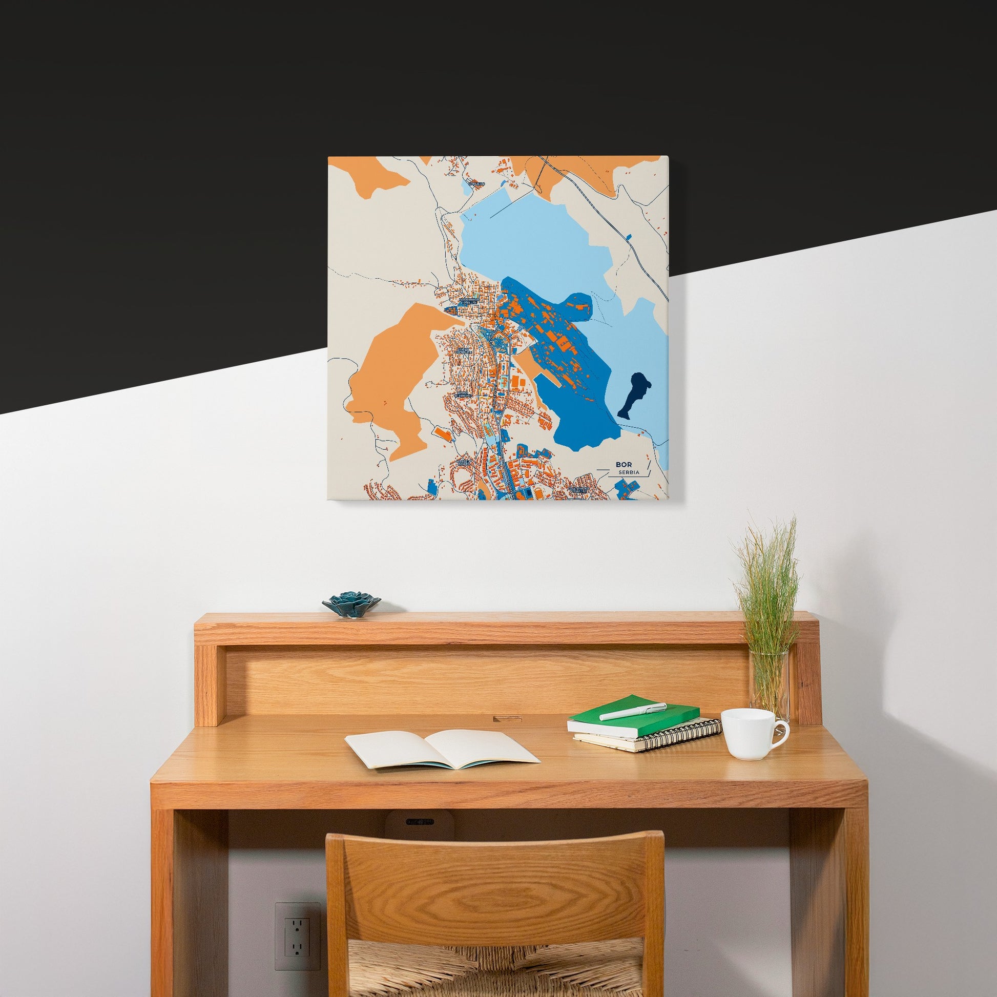 Бор Serbia Colorful City Map Canvas Print Scene