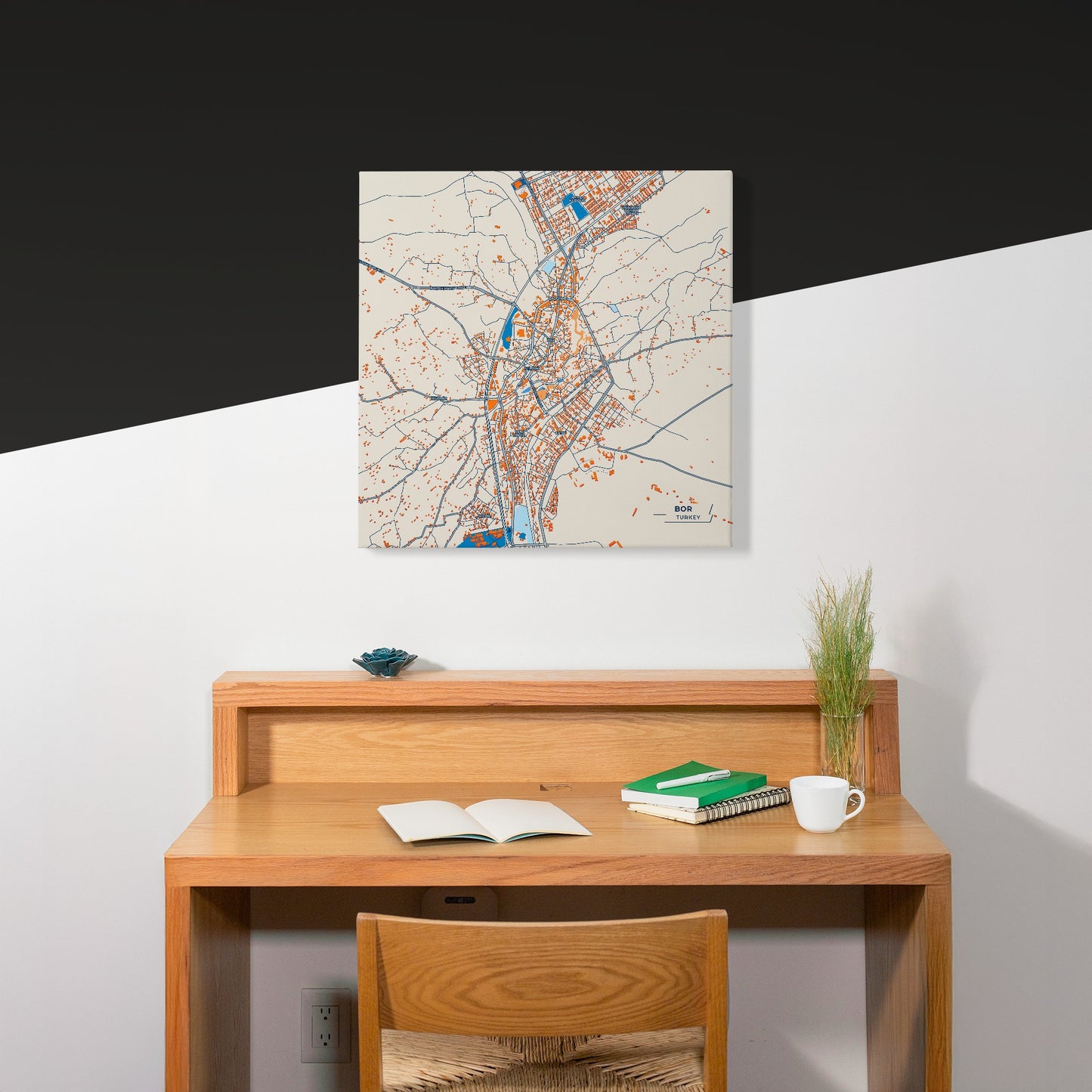 Bor Turkey Colorful City Map Canvas Print Scene